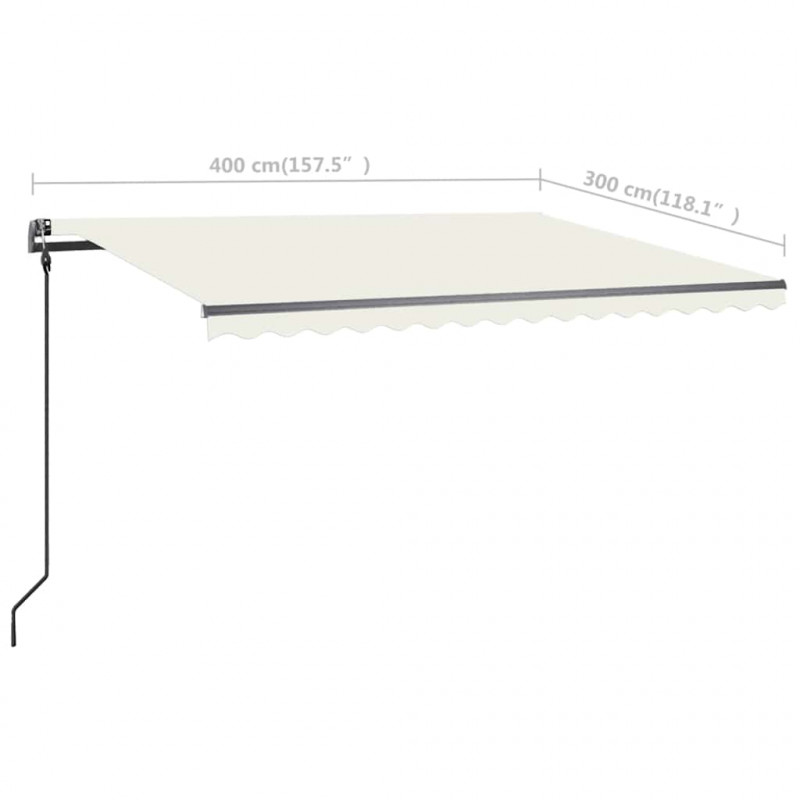 Ręcznie zwijana markiza z LED, 4x3 m, kremowa