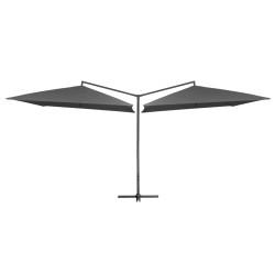 Podwójny parasol na stalowym słupku, 250 x 250 cm, antracytowy