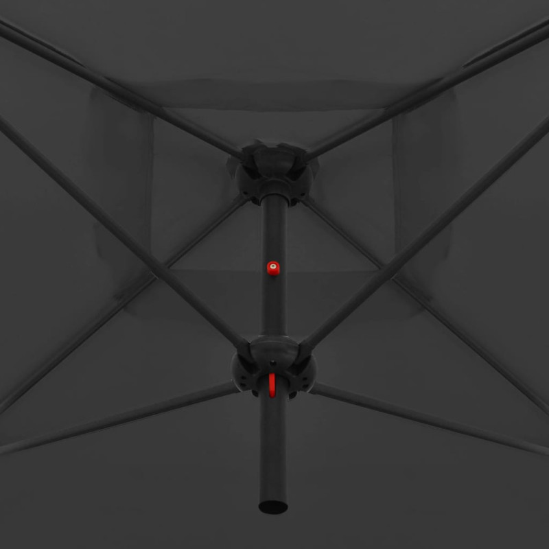 Podwójny parasol na stalowym słupku, 250 x 250 cm, antracytowy