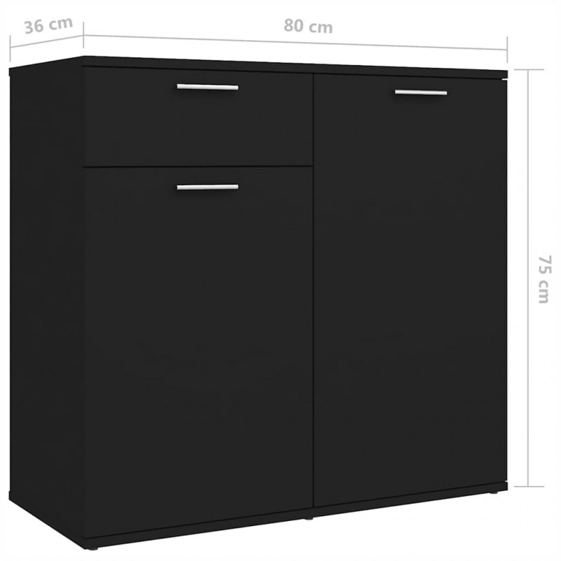 Szafka, czarna, 160x36x75 cm, materiał drewnopochodny
