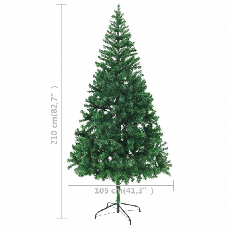 Sztuczna choinka z lampkami i bombkami, 210 cm, 910 gałązek