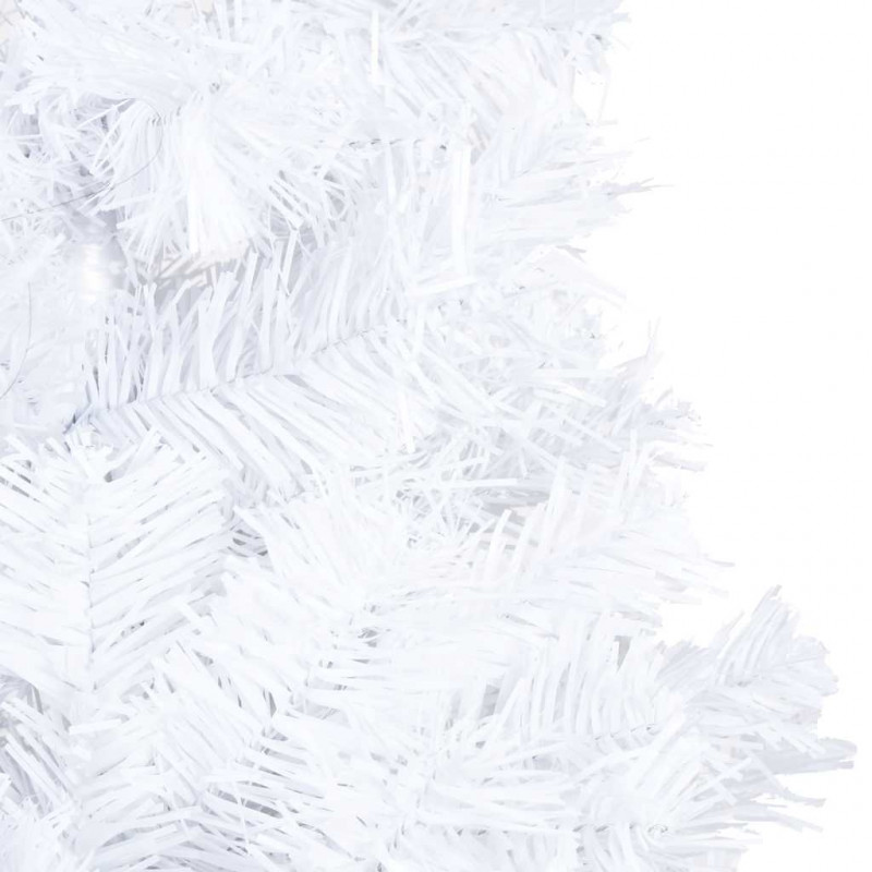 Sztuczna choinka z lampkami i bombkami, biała, 150 cm, PVC