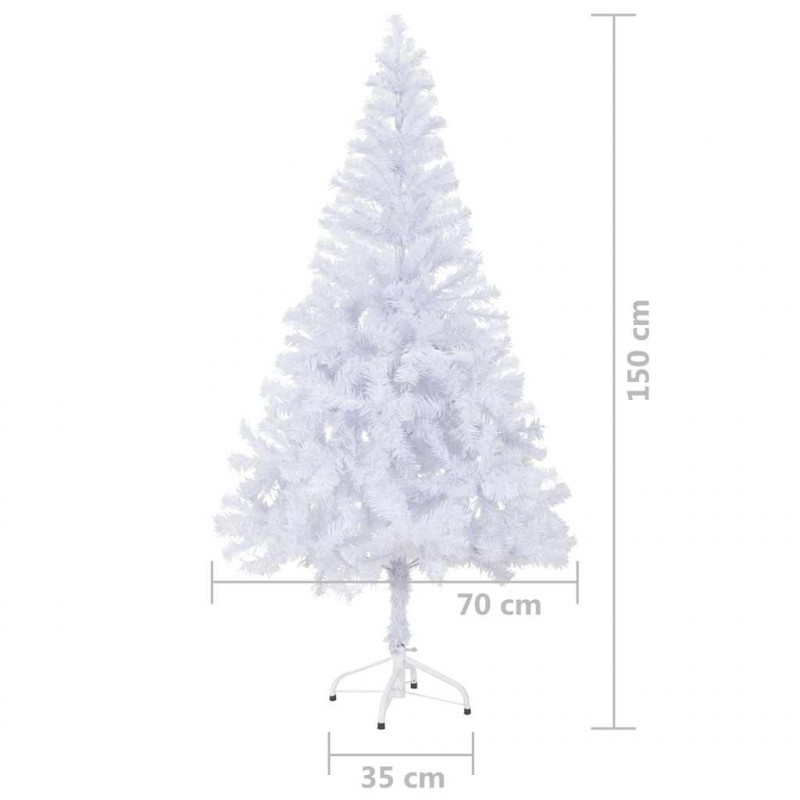 Sztuczna choinka z lampkami i bombkami, 150 cm, 380 gałązek