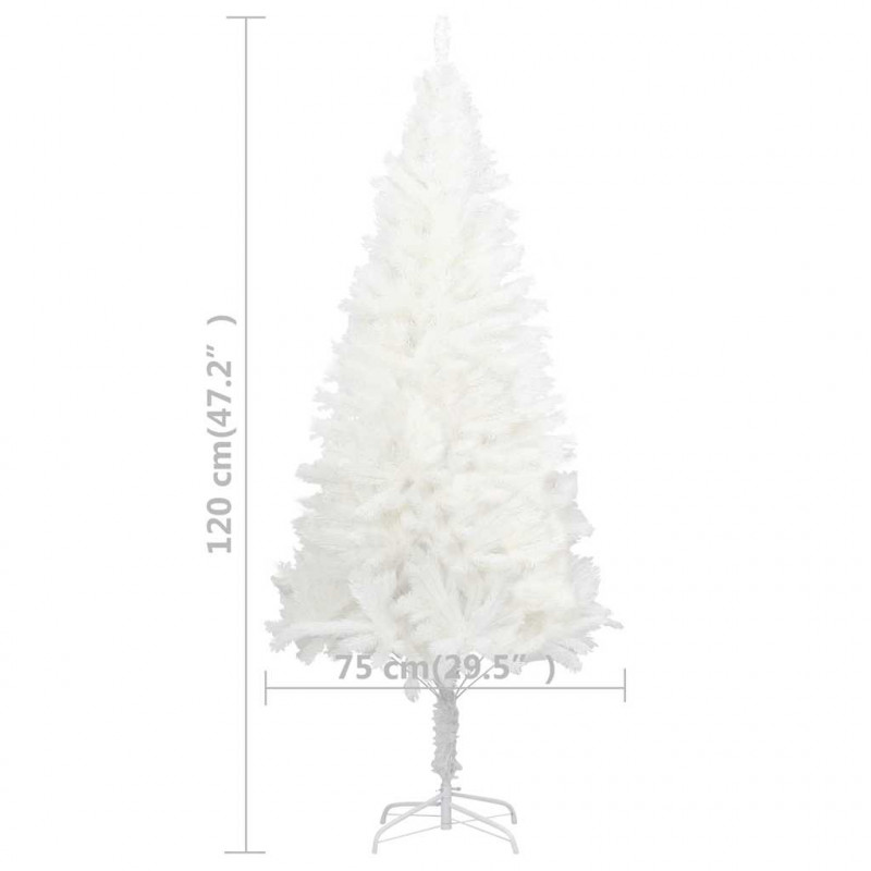 Sztuczna choinka z lampkami i bombkami, biała, 120 cm