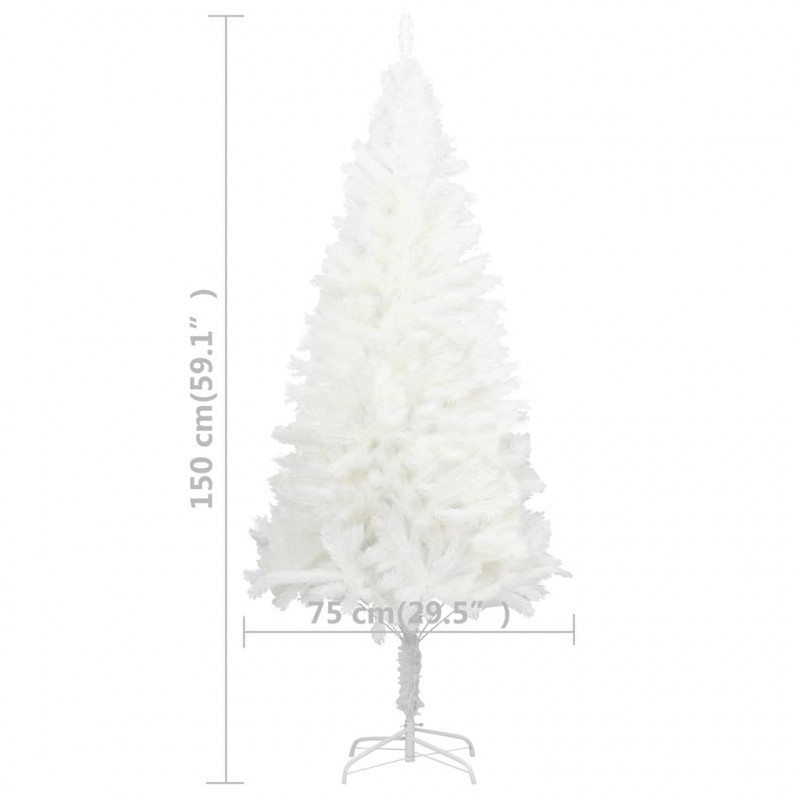 Sztuczna choinka z lampkami i bombkami, biała, 150 cm