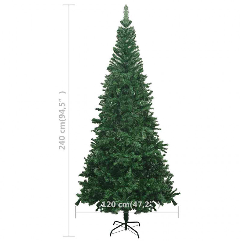 Sztuczna choinka z lampkami i bombkami, L, 240 cm, zielona