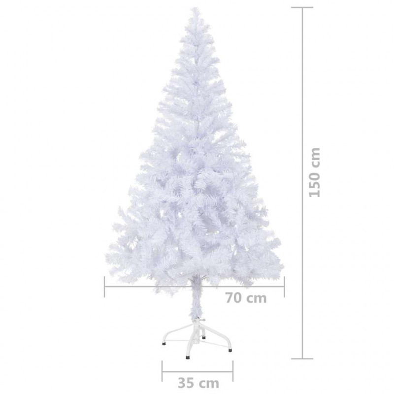 Sztuczna choinka z lampkami i bombkami, 150 cm, 380 gałązek
