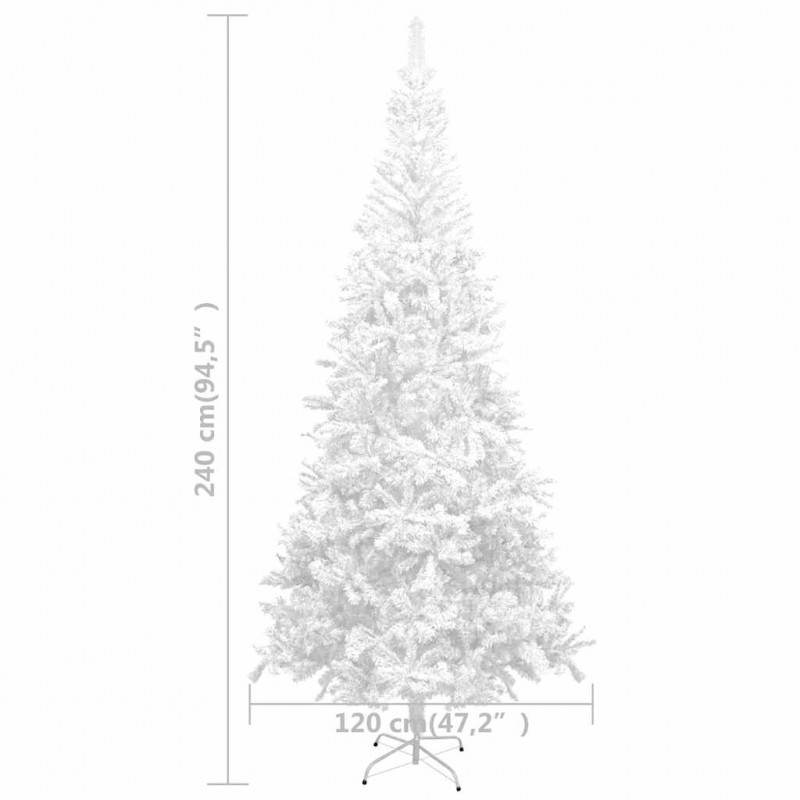 Sztuczna choinka z lampkami i bombkami, L, 240 cm, biała
