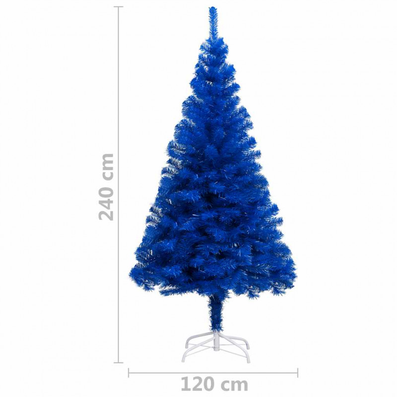 Sztuczna choinka z lampkami i bombkami, niebieska, 240 cm, PVC