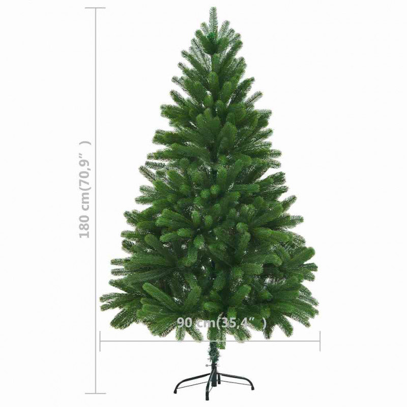 Sztuczna choinka z lampkami i bombkami, 180 cm, zielona