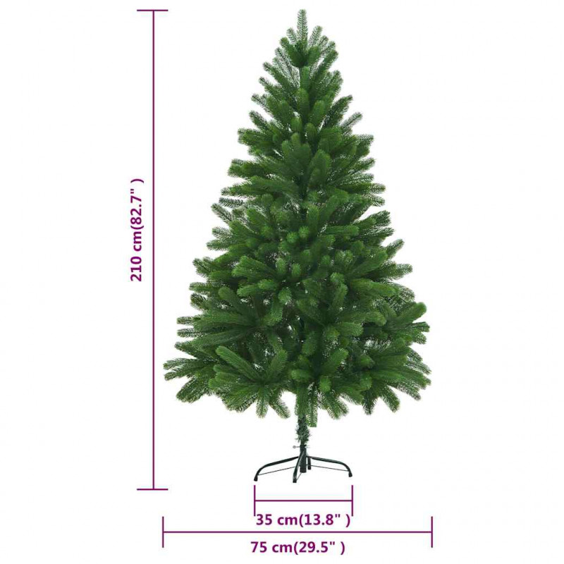 Sztuczna choinka z lampkami i bombkami, 210 cm, zielona