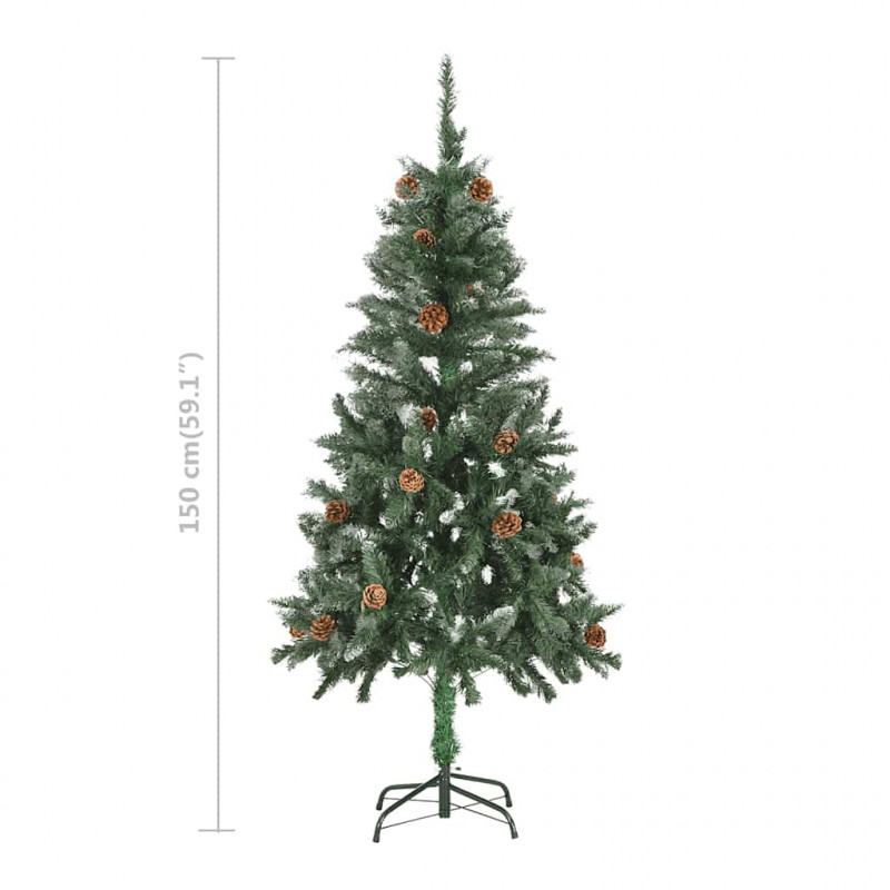 Sztuczna choinka z lampkami i bombkami, 150 cm