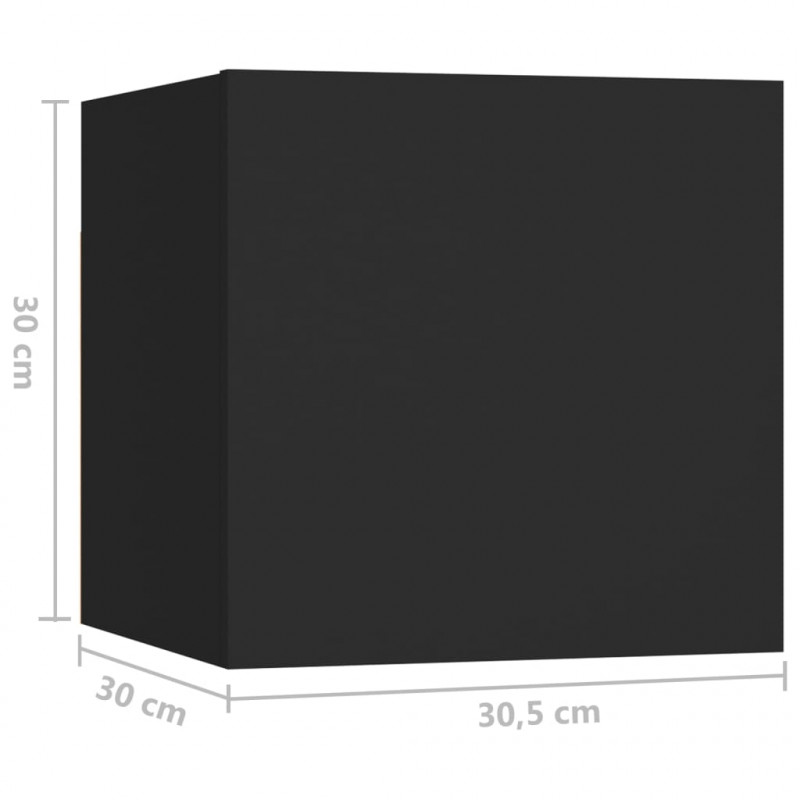 Szafki nocne, 2 szt., czarne, 30,5x30x30 cm