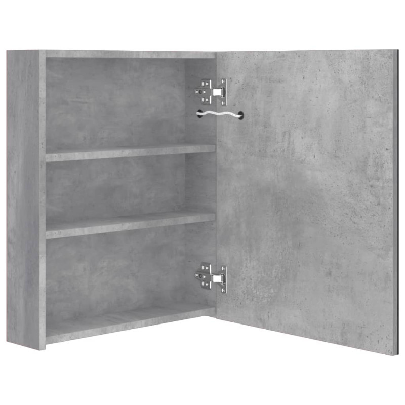 Szafka łazienkowa z lustrem i LED, szarość betonu, 50x14x60 cm