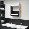 Szafka łazienkowa z lustrem i LED, biel i dąb, 50x14x60 cm