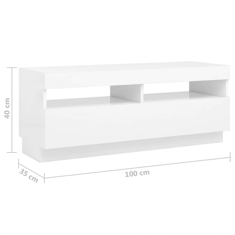 Szafka pod TV z oświetleniem LED, biała, 300x35x40 cm