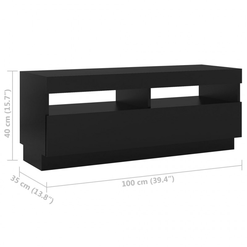 Szafka pod TV z oświetleniem LED, czarna, 300x35x40 cm