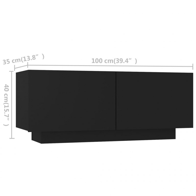 Szafka pod TV z oświetleniem LED, czarna, 300x35x40 cm