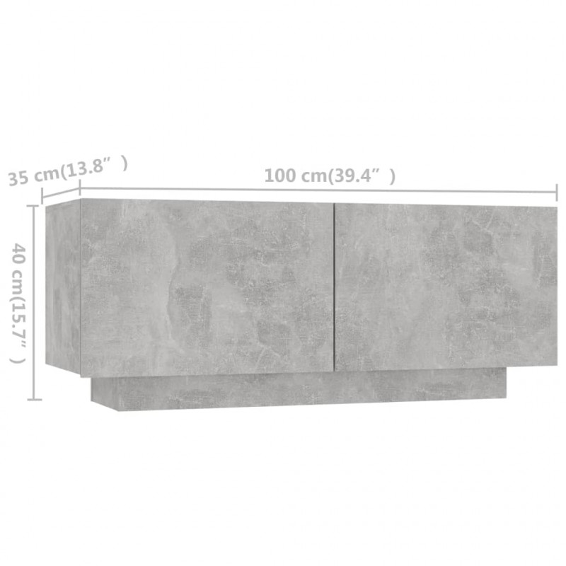 Szafka pod TV z oświetleniem LED, szarość betonu, 300x35x40 cm