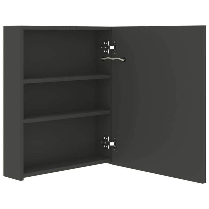Szafka łazienkowa z lustrem i LED, antracytowa, 50x14x60 cm