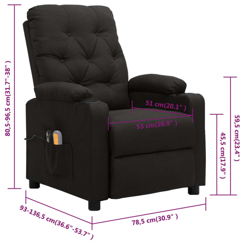 Elektryczny fotel masujący, czarny, tkanina