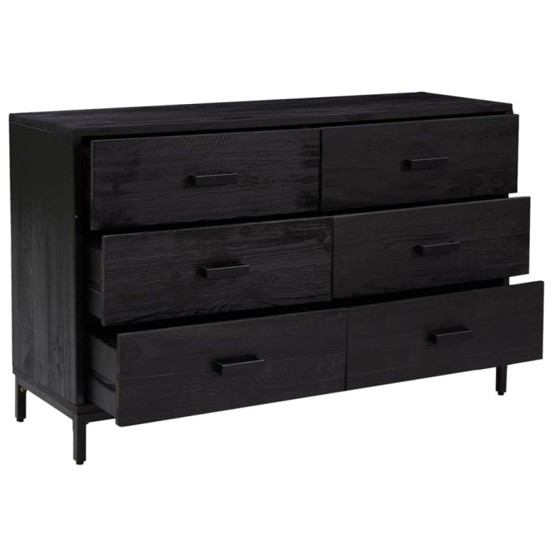 Szafka, czarna, 110x35x70 cm, lite drewno sosnowe