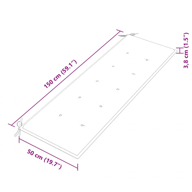 Ławka Batavia z kremowa poduszką, 150 cm, lite drewno tekowe