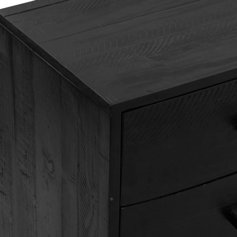 Szafka, czarna, 110x35x70 cm, lite drewno sosnowe