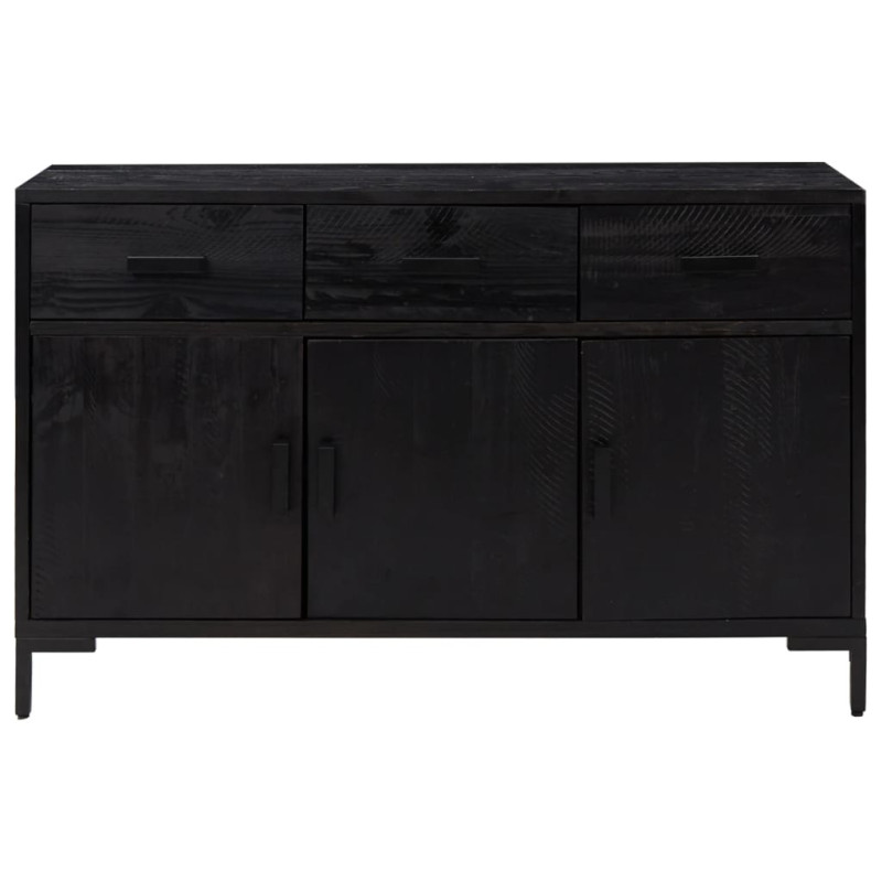 Szafka, czarna, 110x35x70 cm, lite drewno sosnowe
