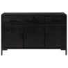 Szafka, czarna, 110x35x70 cm, lite drewno sosnowe