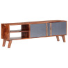Szafka pod TV, szara, 140x30x45 cm, lite drewno