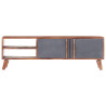 Szafka pod TV, szara, 140x30x45 cm, lite drewno