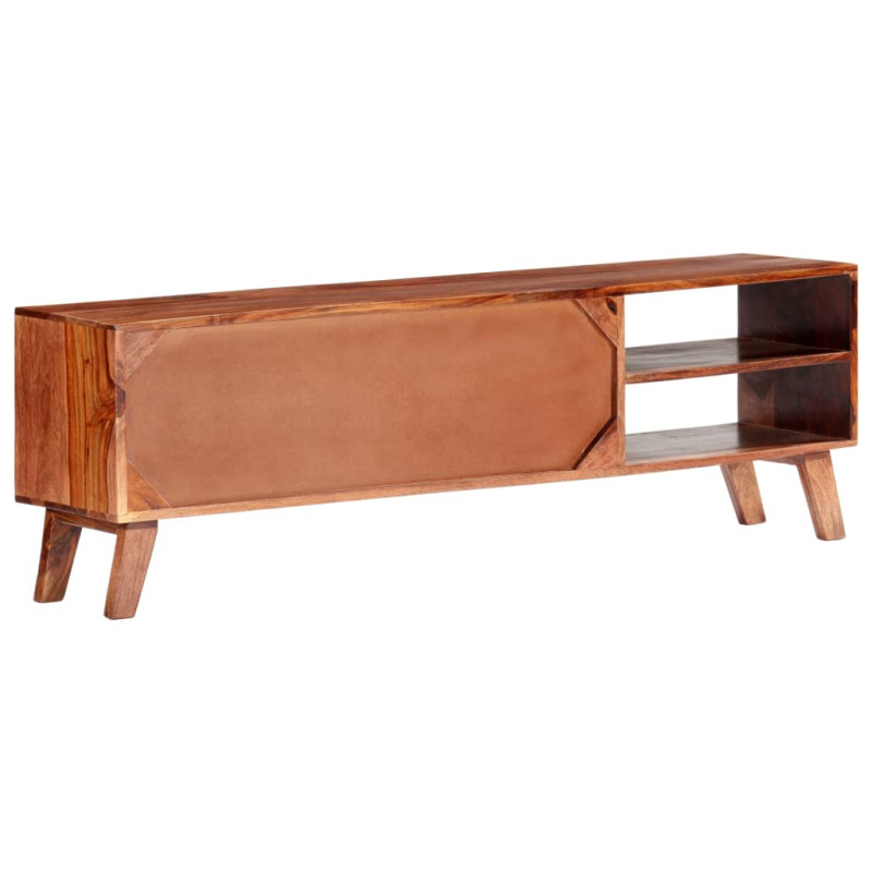 Szafka pod TV, szara, 140x30x45 cm, lite drewno