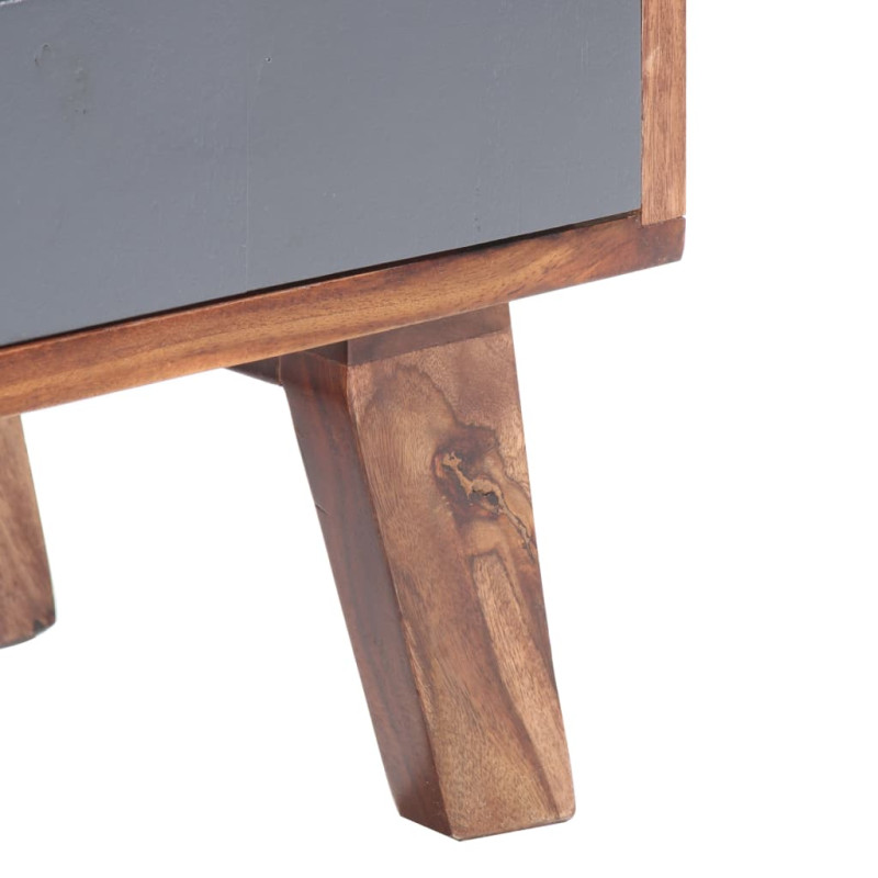 Szafka pod TV, szara, 140x30x45 cm, lite drewno