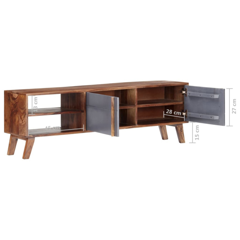 Szafka pod TV, szara, 140x30x45 cm, lite drewno