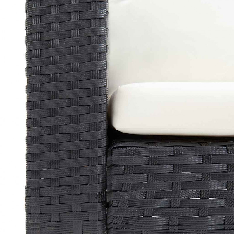 3-osobowa sofa ogrodowa z poduszkami, rattan PE, czarny
