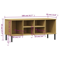 Szafka na buty OSLO, metalowe nóżki, brązowa, 106x35x45 cm