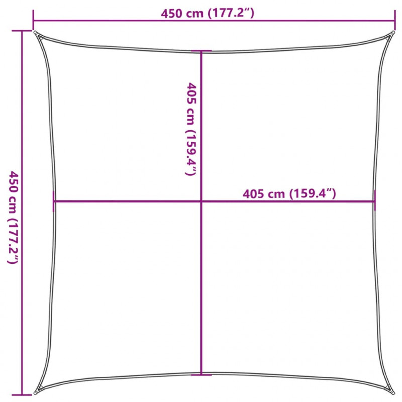 Żagiel przeciwsłoneczny, 160 g/m², antracytowy, 4,5x4,5 m, HDPE
