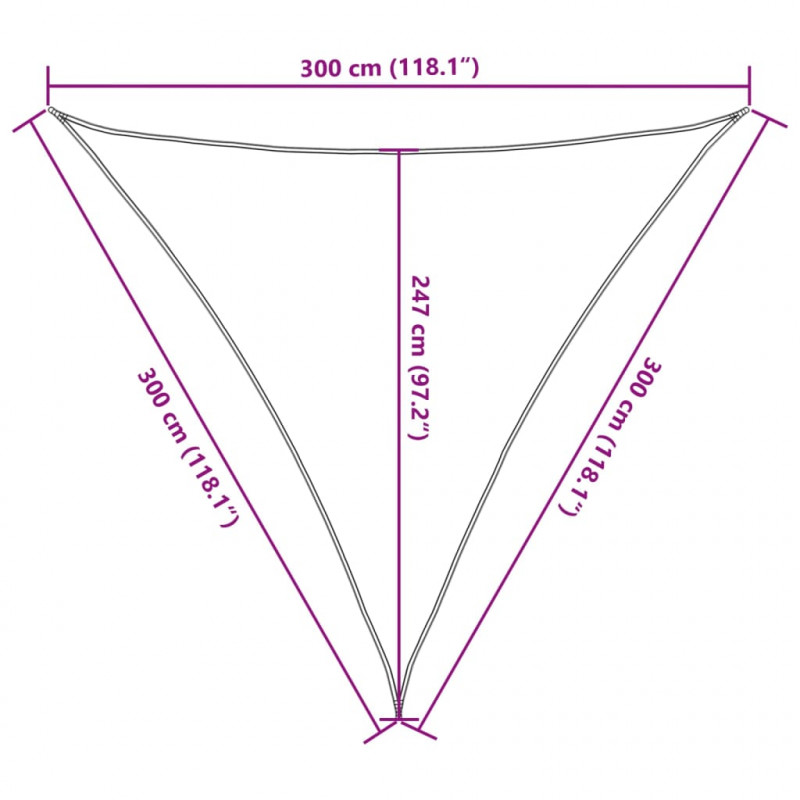 Żagiel przeciwsłoneczny, 160 g/m², beżowy, 3x3x3 m, HDPE