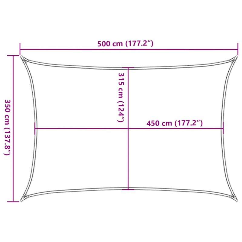 Żagiel przeciwsłoneczny, 160 g/m², kremowy, 3,5x5 m, HDPE