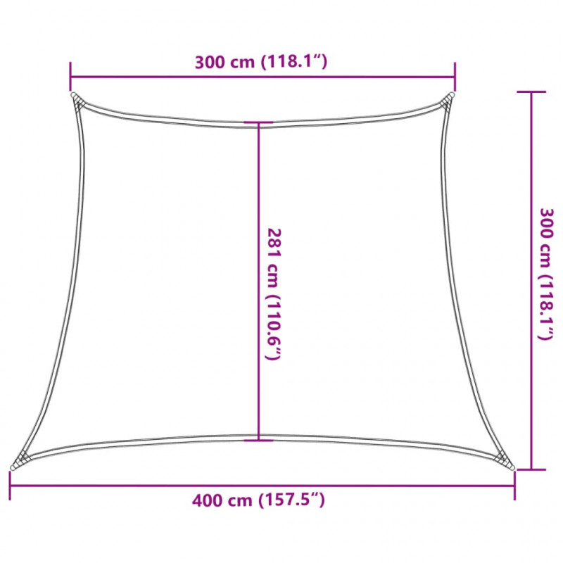 Żagiel przeciwsłoneczny, 160 g/m², kremowy, 3/4x3 m, HDPE
