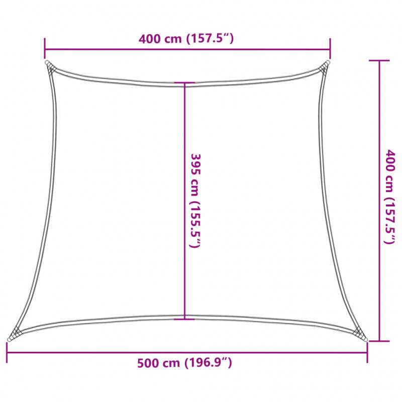 Żagiel przeciwsłoneczny, 160 g/m², kremowy, 4/5x4 m, HDPE