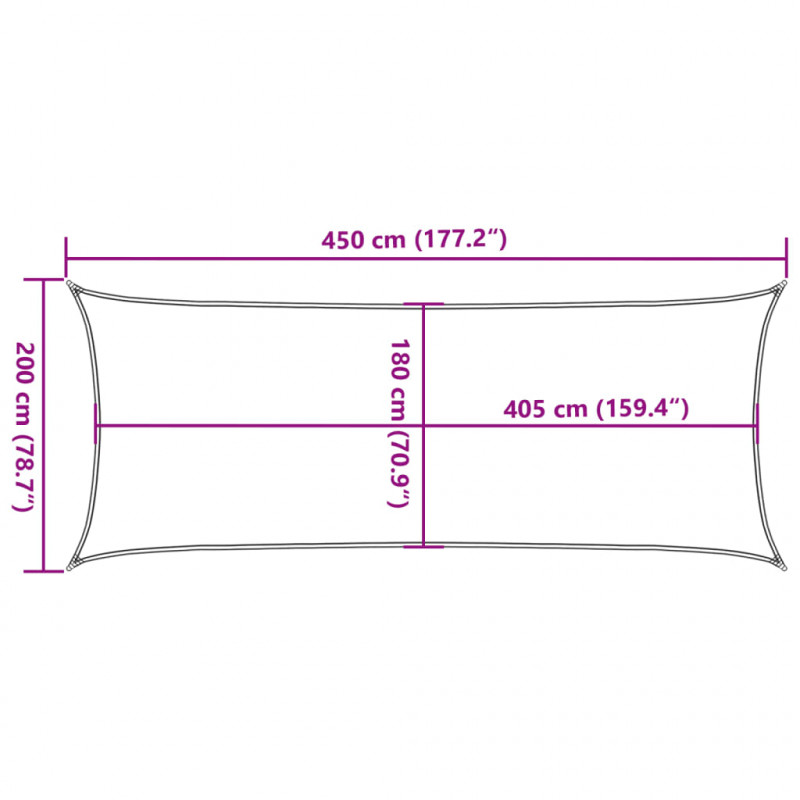 Żagiel przeciwsłoneczny, 160 g/m², biały, 2x4,5 m, HDPE