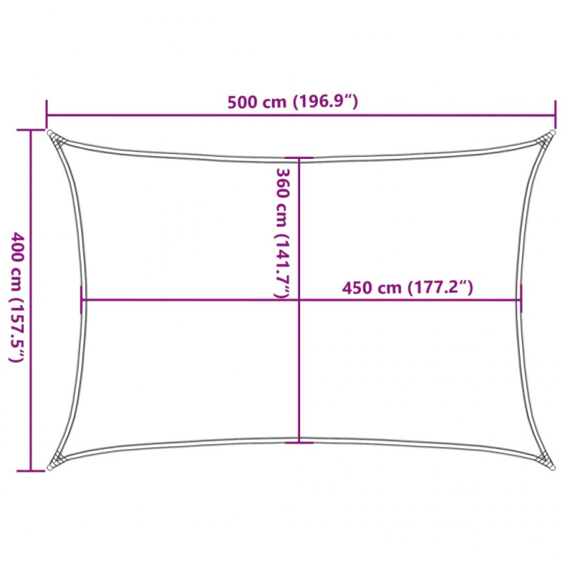 Żagiel przeciwsłoneczny, 160 g/m², biały, 4x5 m, HDPE