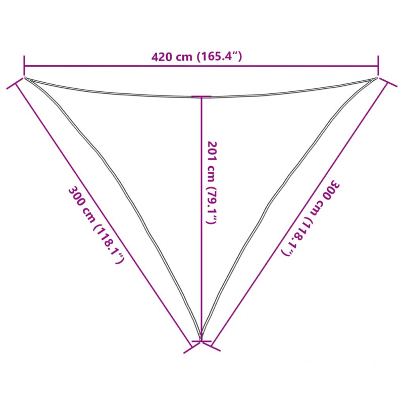 Żagiel przeciwsłoneczny, 160 g/m², biały, 3x3x4,2 m, HDPE