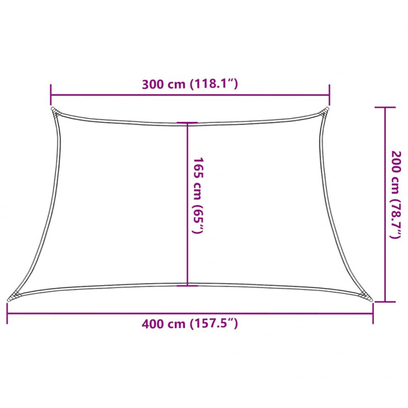 Żagiel przeciwsłoneczny, 160 g/m², terakotowy, 3/4x2 m, HDPE