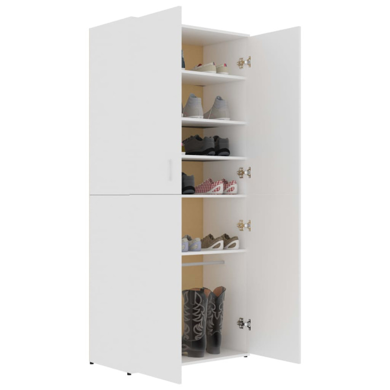 Szafka na buty, biała, 80x39x178 cm, materiał drewnopochodny