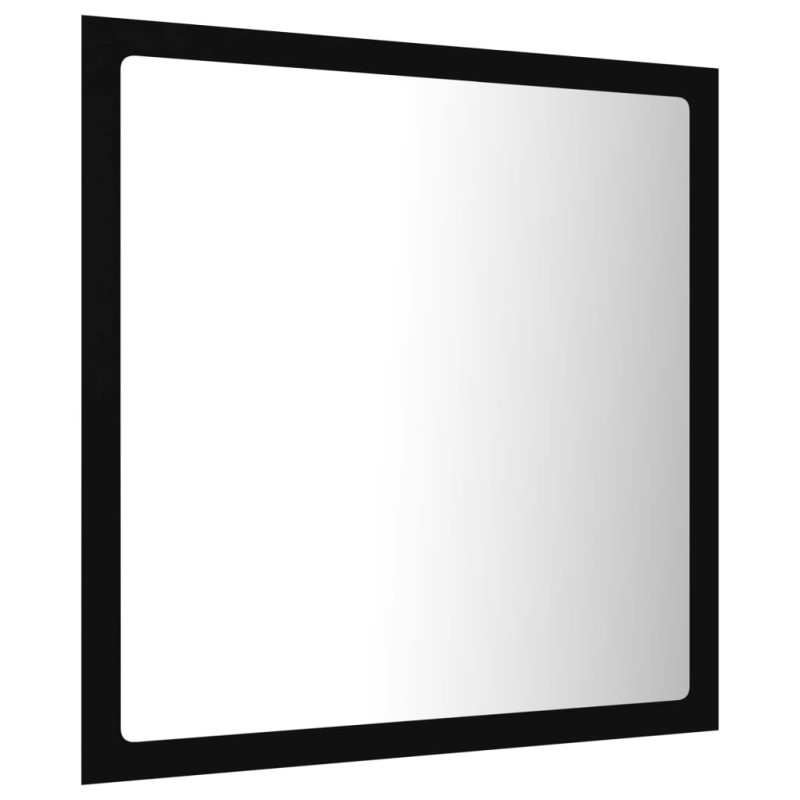 Lustro łazienkowe LED, czarne, 40x8,5x37cm, akryl