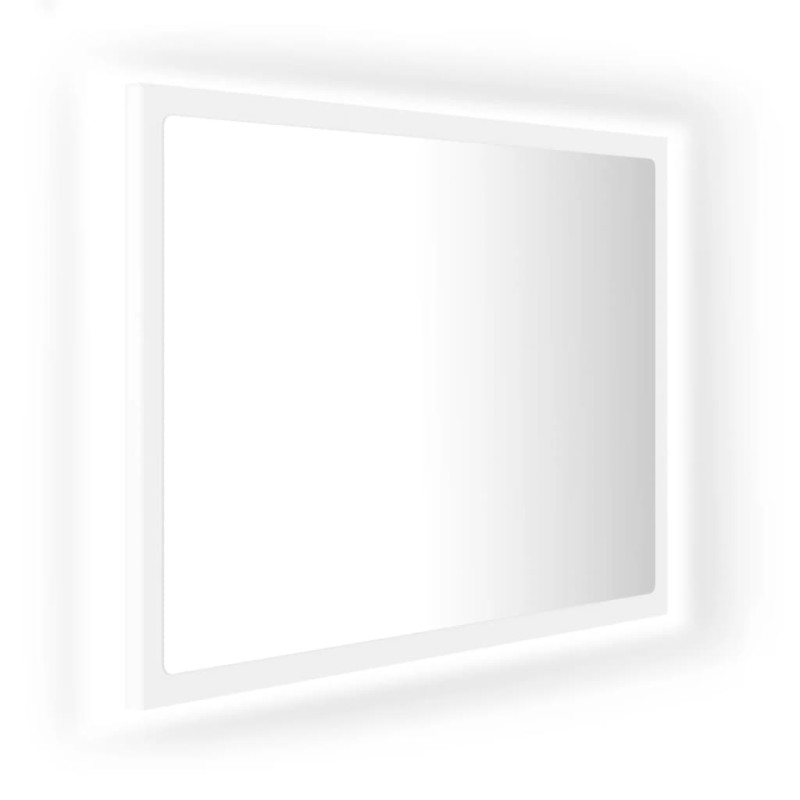 Lustro łazienkowe z LED, białe, 60x8,5x37 cm, akryl