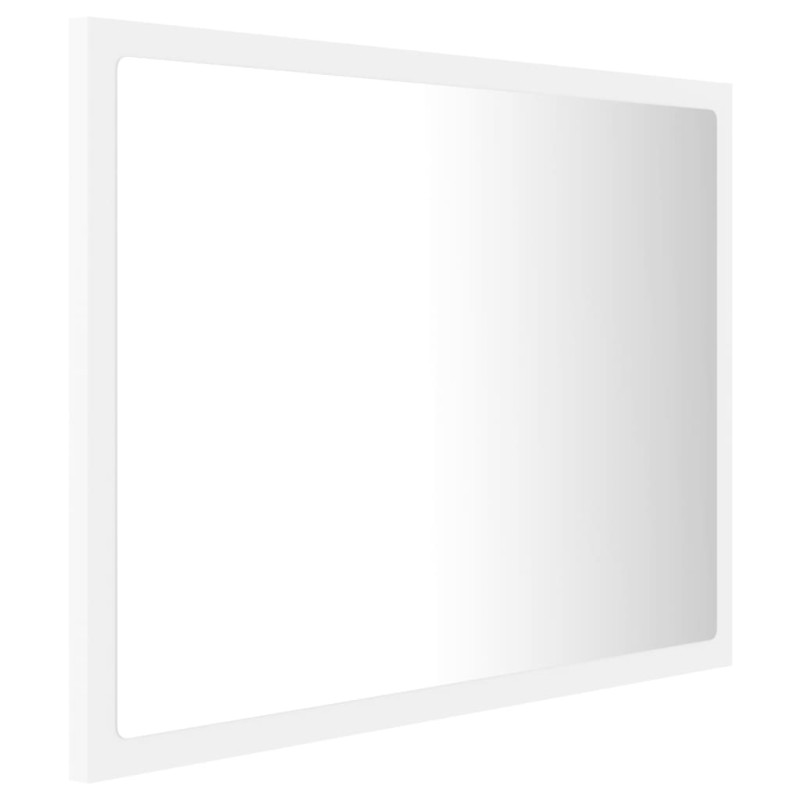Lustro łazienkowe z LED, białe, 60x8,5x37 cm, akryl